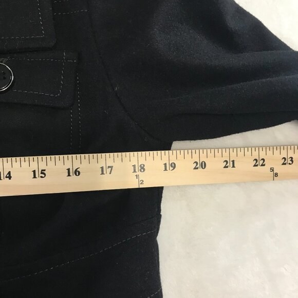 Kenneth Cole Reaction Women's Melton Wool Rayon Blend Pea Coat Noir Black Large - Picture 10 of 12